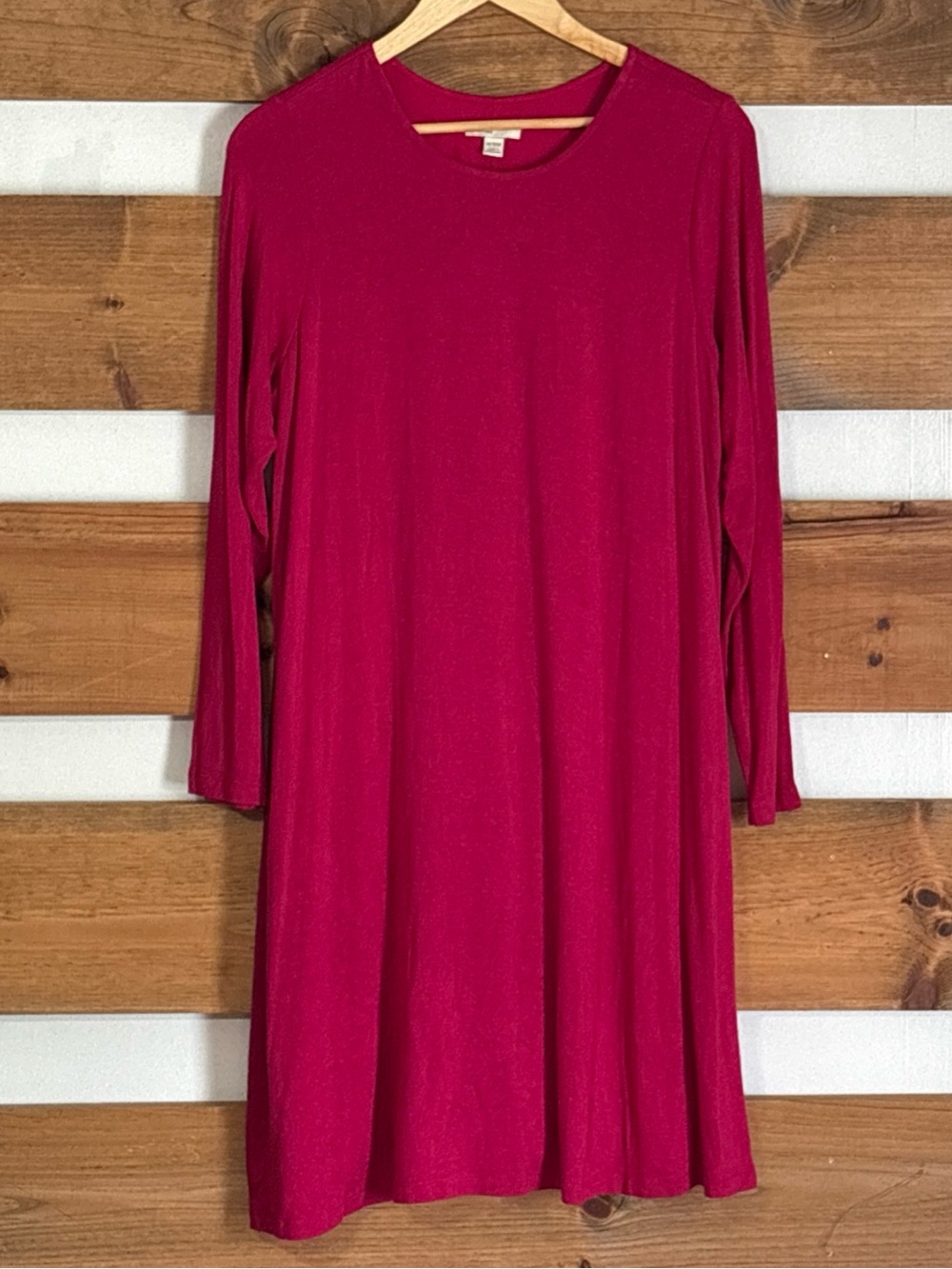 Cato Long Sleeve Deep Pink Knit Flare Dress w/Lining Comfy Women's Size 14-16W